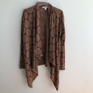 Brown drape cardigan with polka dot detail